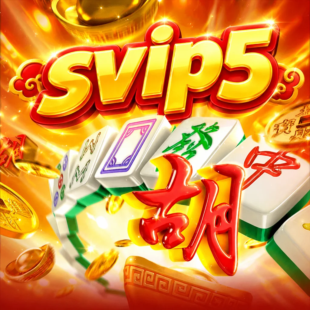 Logo svip5 dengan latar ubin mahjong tradisional dan ornamen emas pada permainan Mahjong Ways